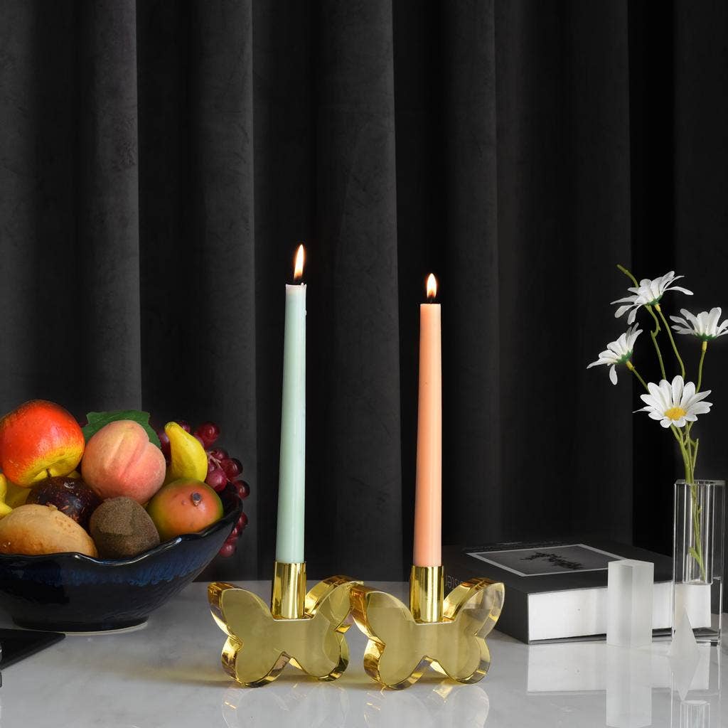 Black Butterfly Candleholders with Silver