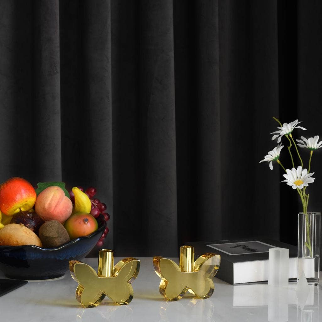 Black Butterfly Candleholders with Silver