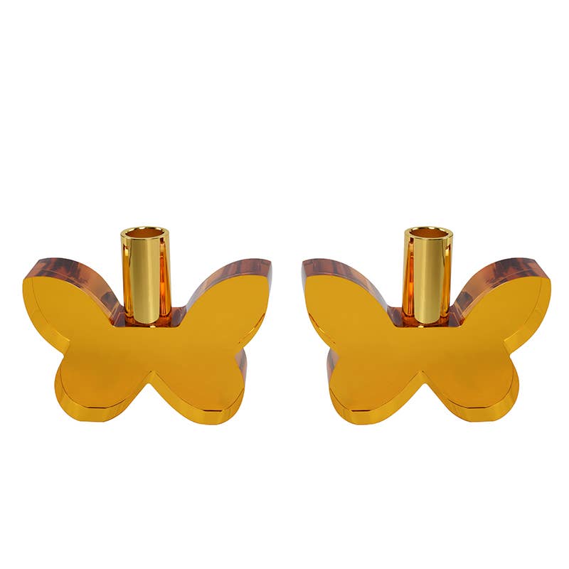 Black Butterfly Candleholders with Silver