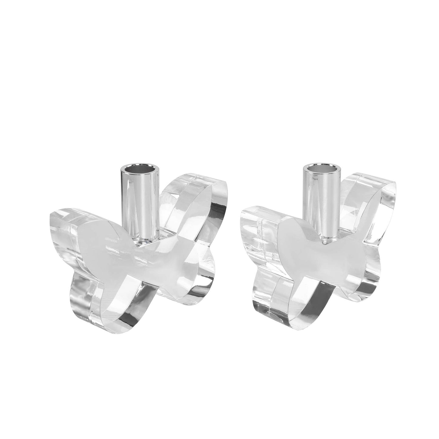 Black Butterfly Candleholders with Silver