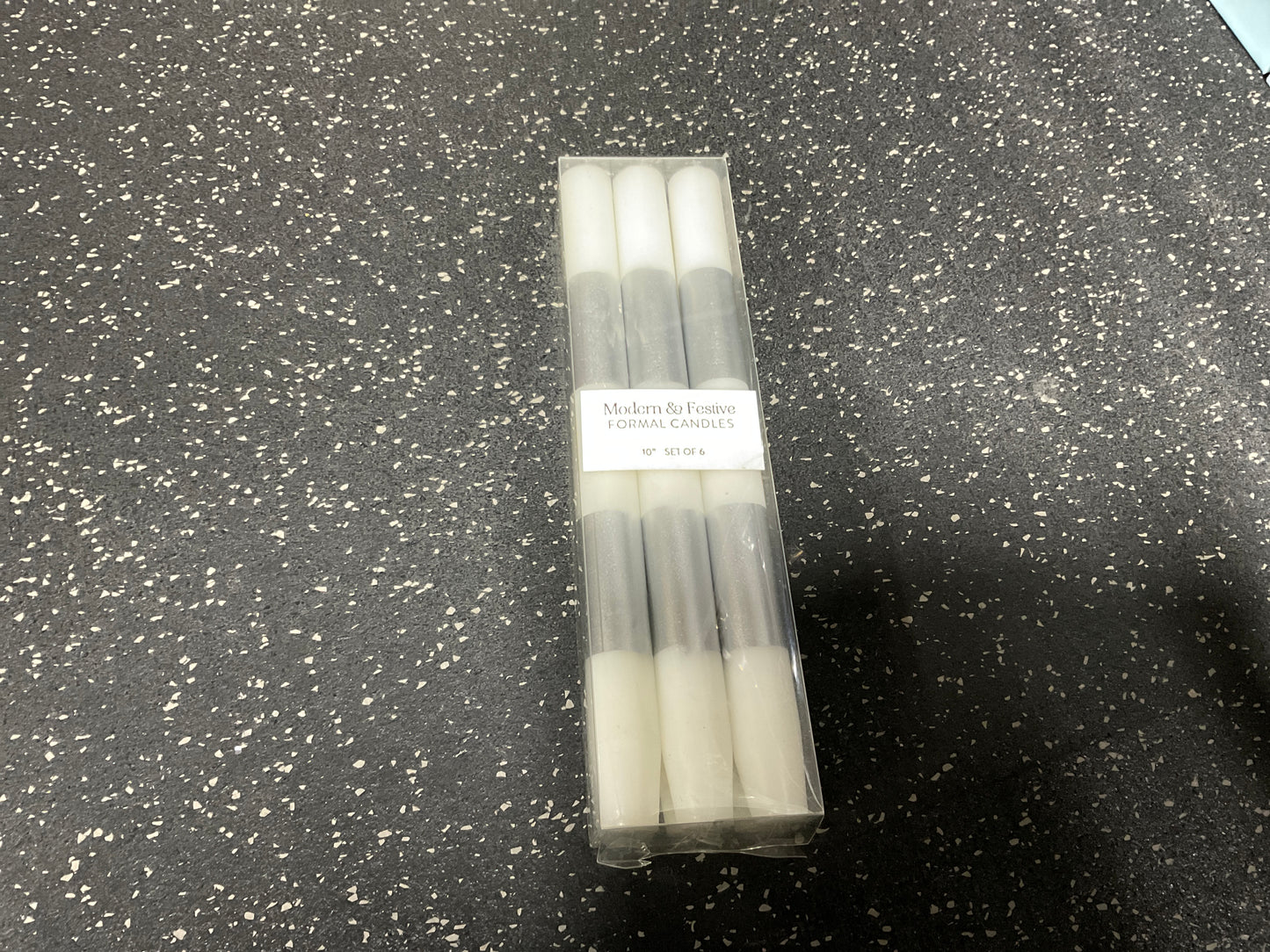 White and Silver Candlesticks-Box of 6