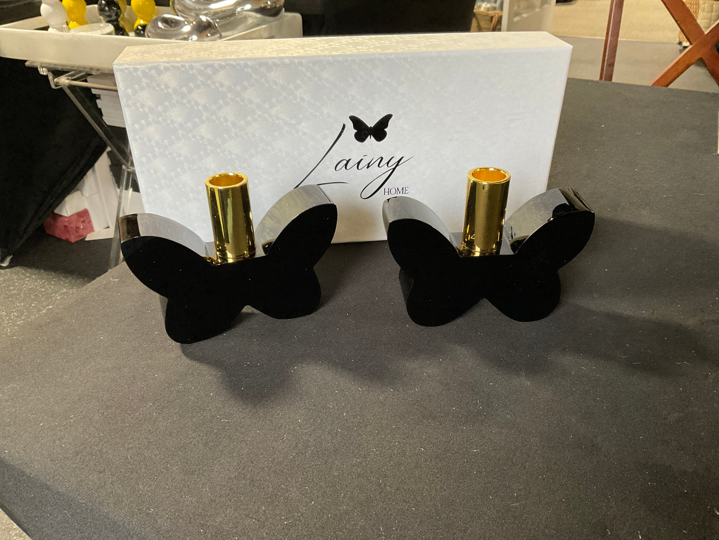 Black Butterfly Candle Holders