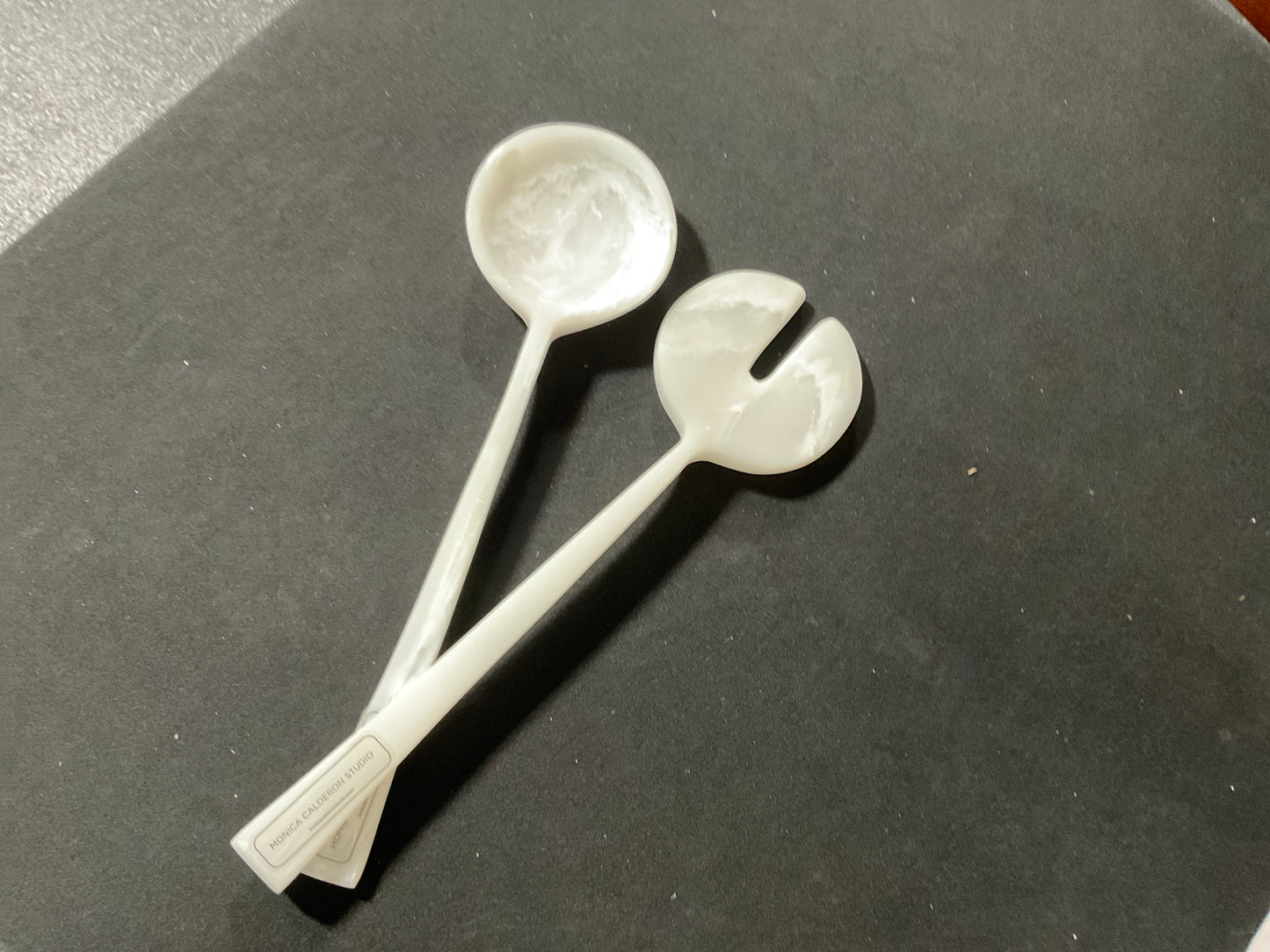 Sun and Moon Salad Servers-Alabaster