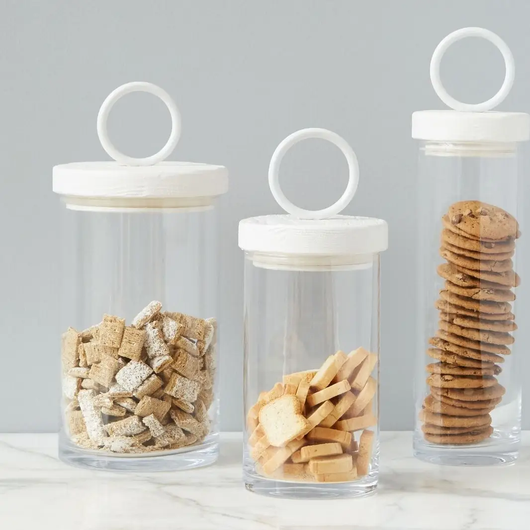 White Iron Top Canister-Tall