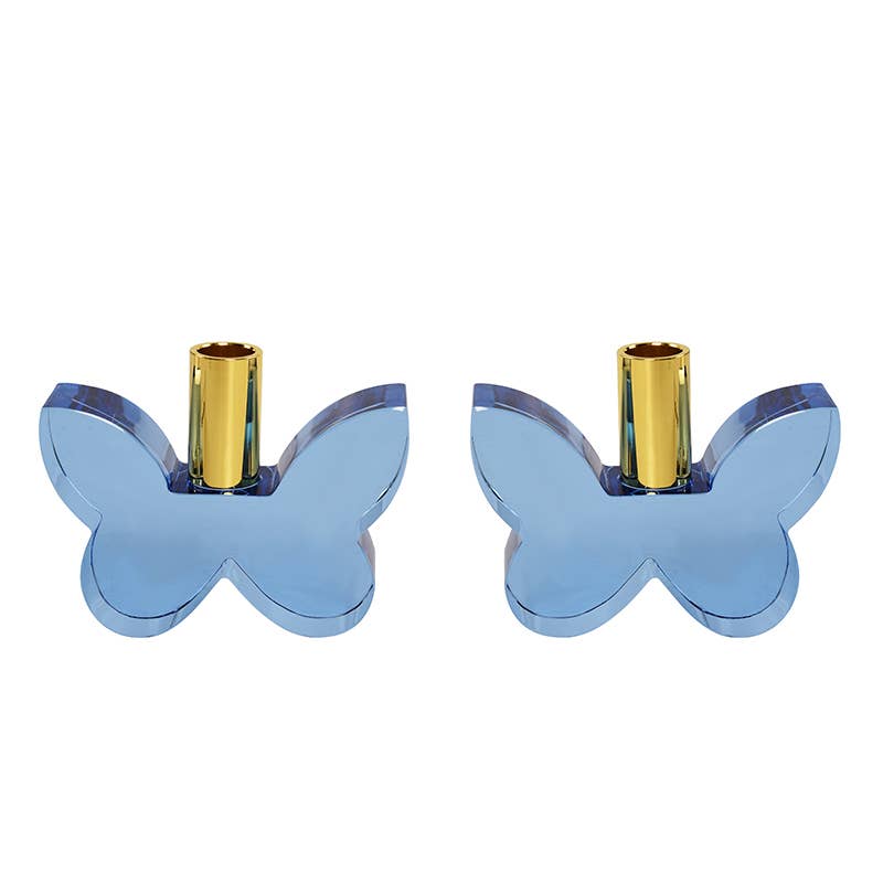 Black Butterfly Candleholders with Silver