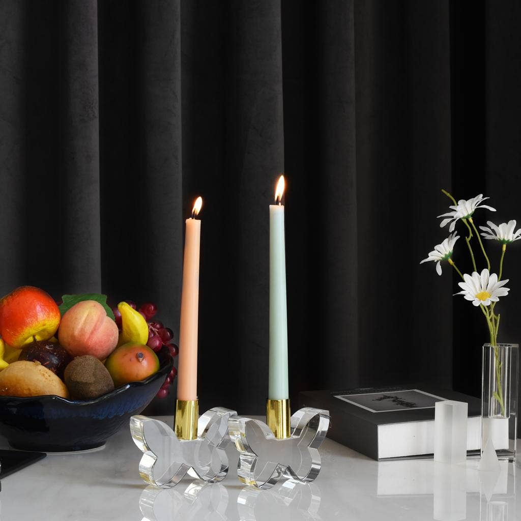 Black Butterfly Candleholders with Silver