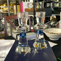 Crystal hex candlestick blue
