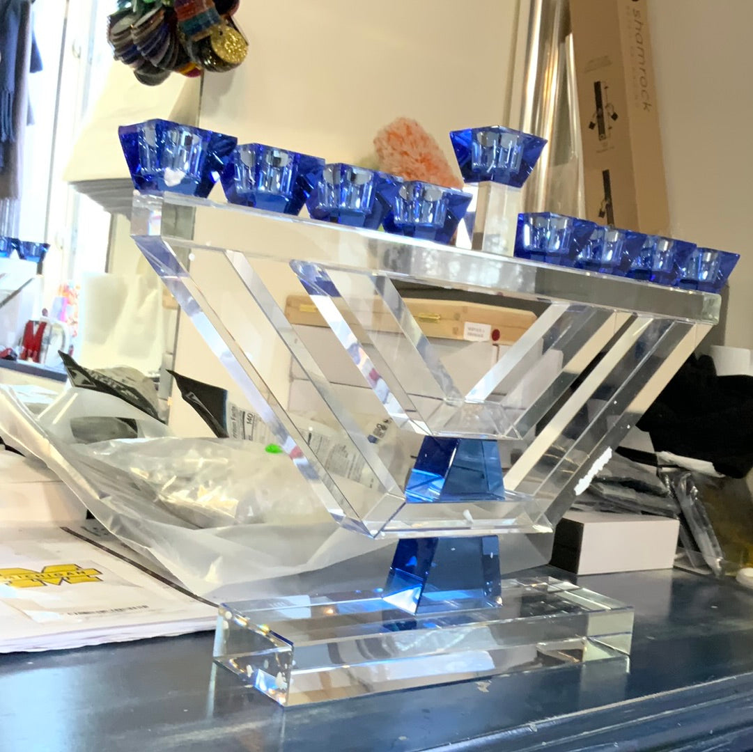 Menorah crystal blue