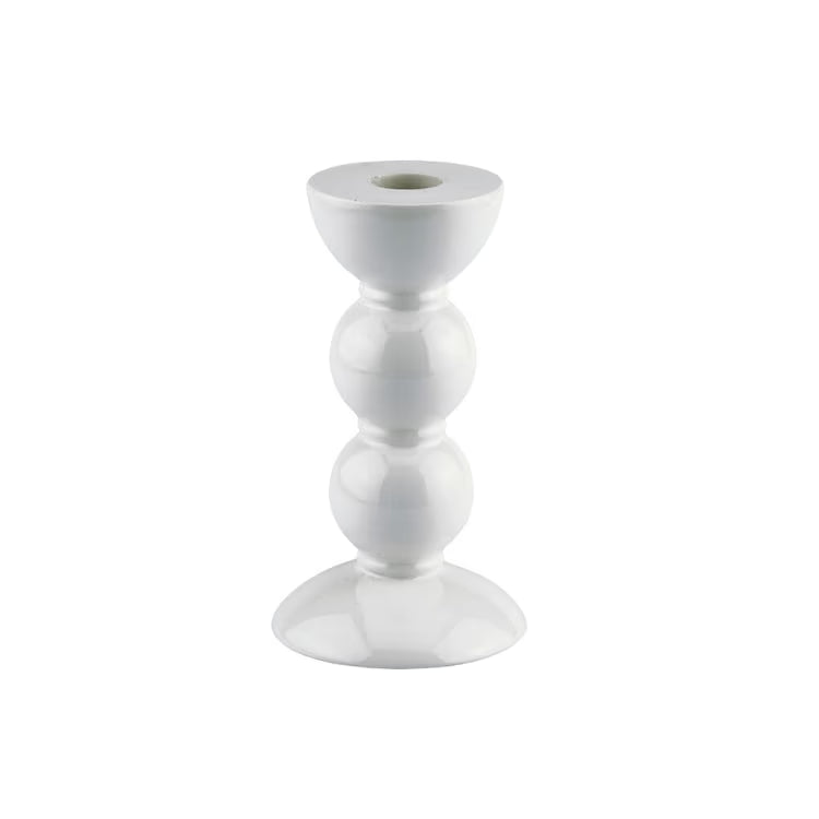 MEDIUM WHITE BOBBIN CANDLESTICK -