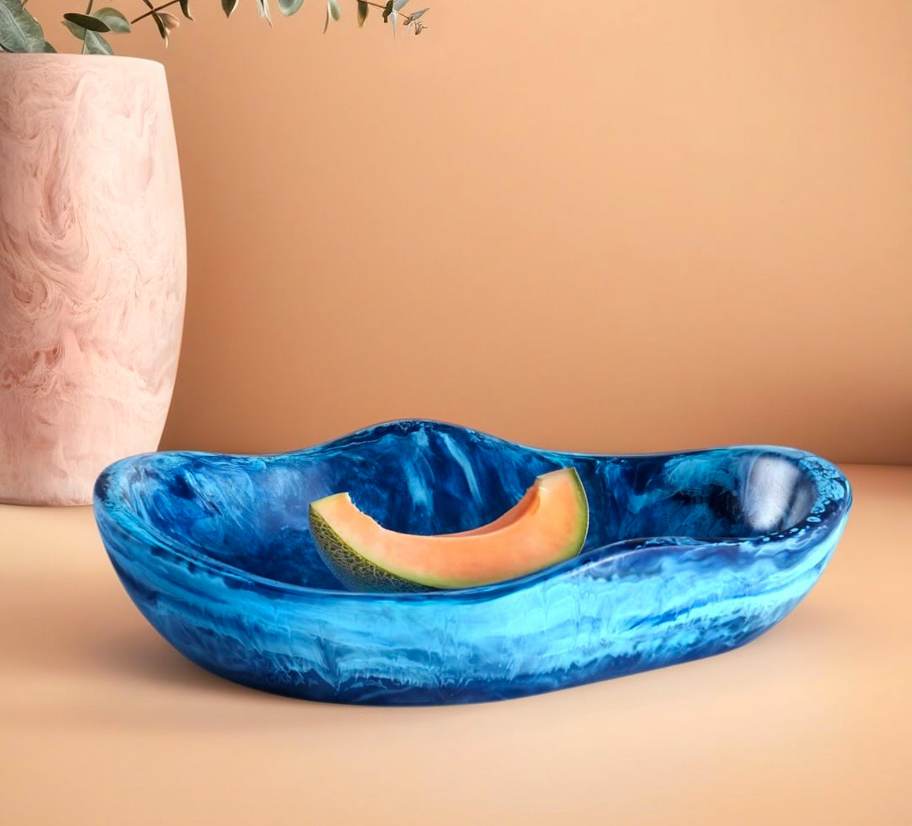 Rectangle Scallop Bowl Denim Swirl