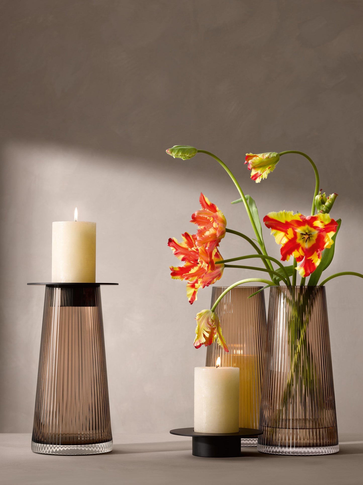 Beacon Candle Holder/Vase H13.5in Taupe