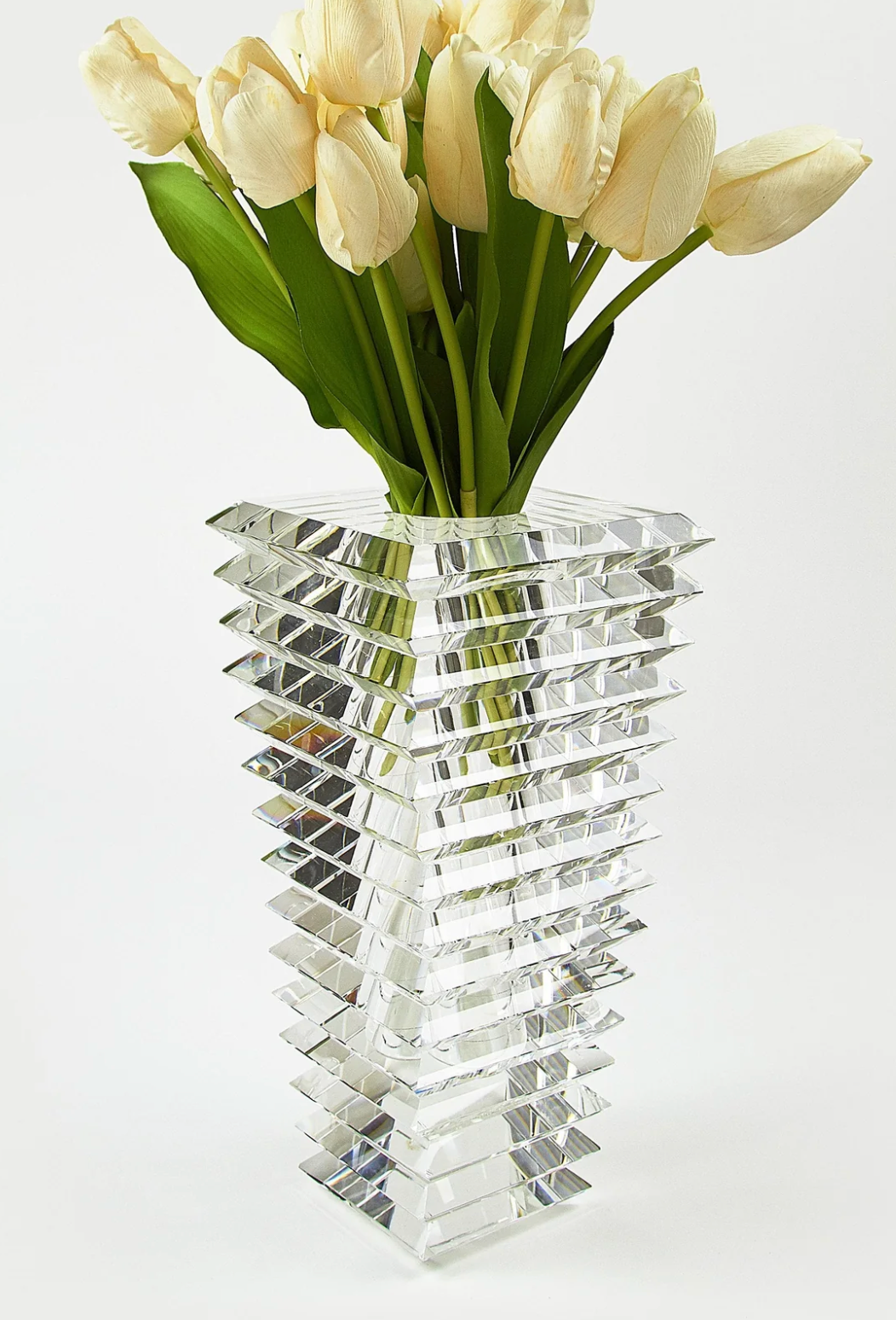 Inverted Cut Glass Vase-Large