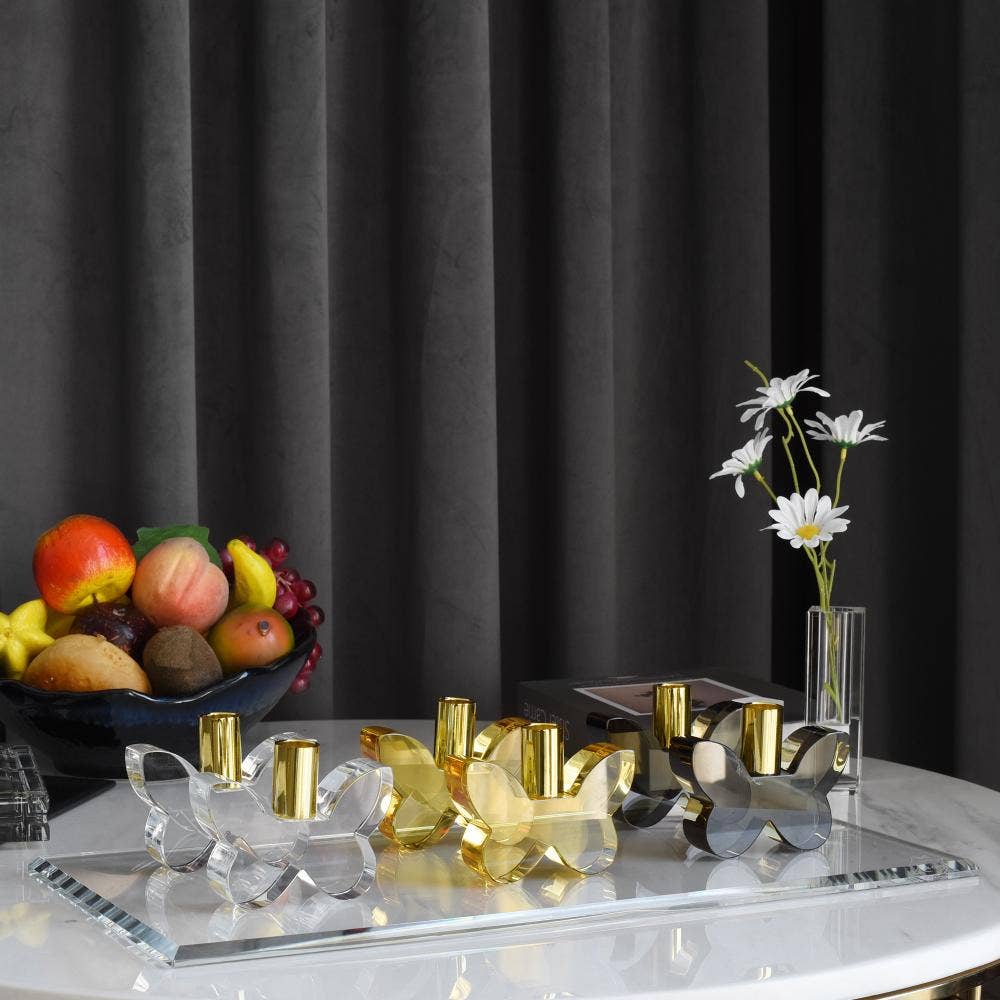 Black Butterfly Candleholders with Silver