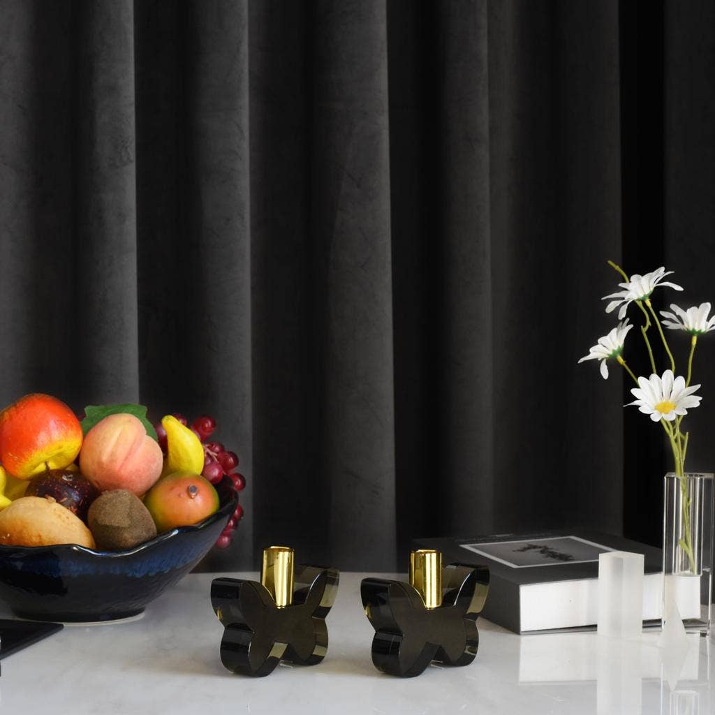 Black Butterfly Candleholders with Silver