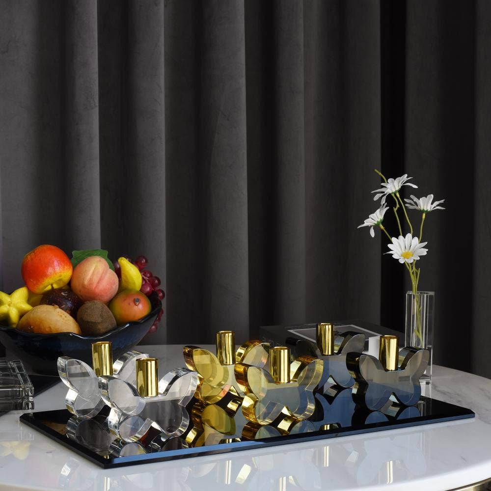 Black Butterfly Candleholders with Silver