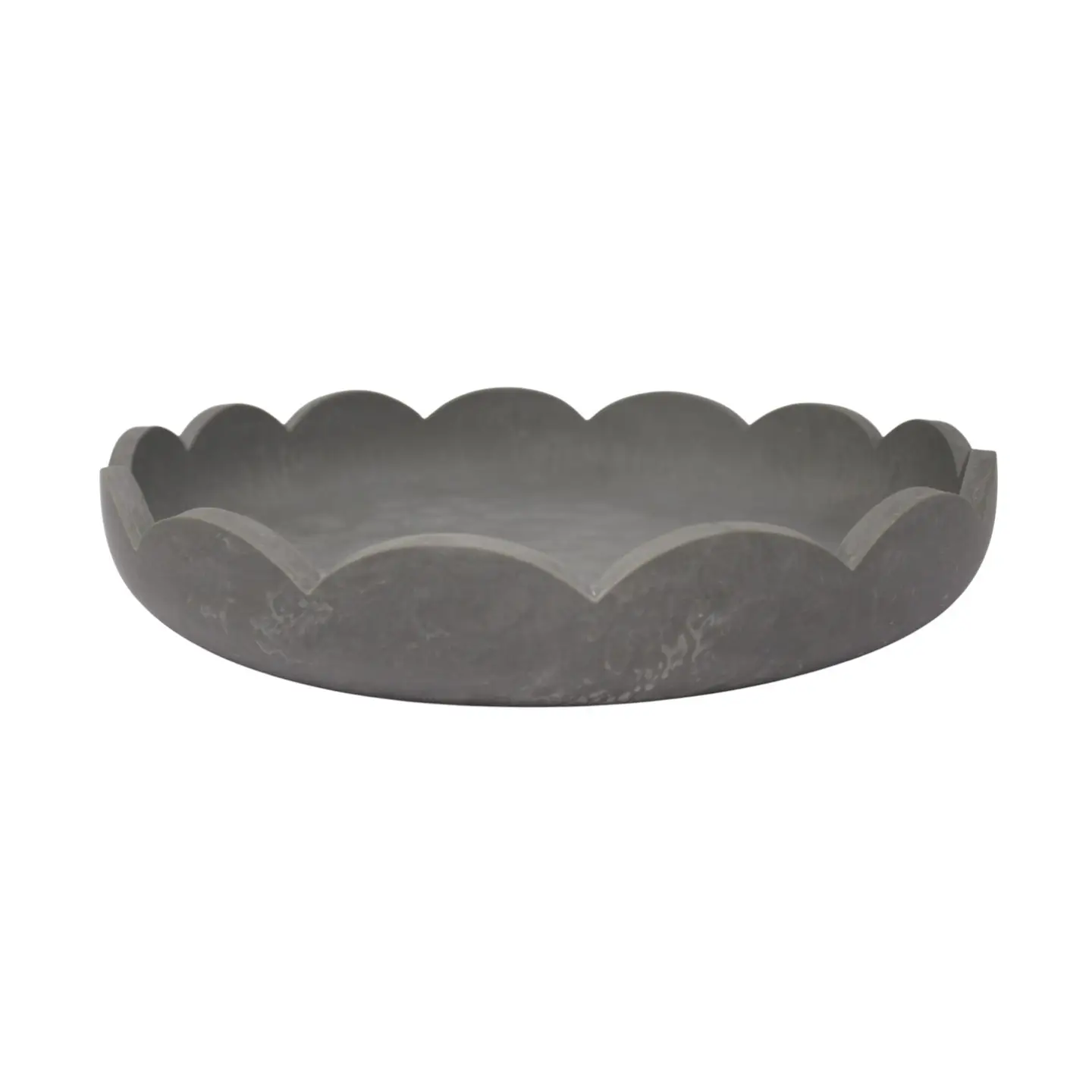 Scalloped Resin Serving Tray Large 14" Stone