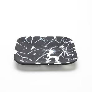 SQUARE TRAY LARGE BLK/WHITE SPLATTER