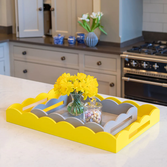 Yellow Lacquer Scalloped Tray