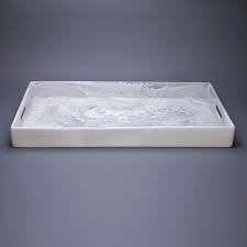White Swirl Rectangle Handle Tray 13x28