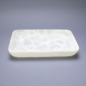 SQUARE TRAY LARGE WHITE SWIRL