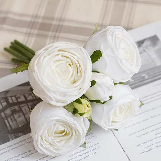 6-stem Bundle-Real Touch Rose Bouquet WHITE