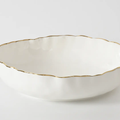 POR White/silver Scalloped Large Bowl