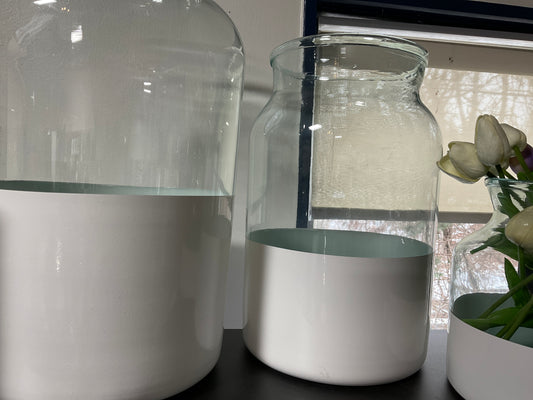 White Colorblock Mason Jar-Medium