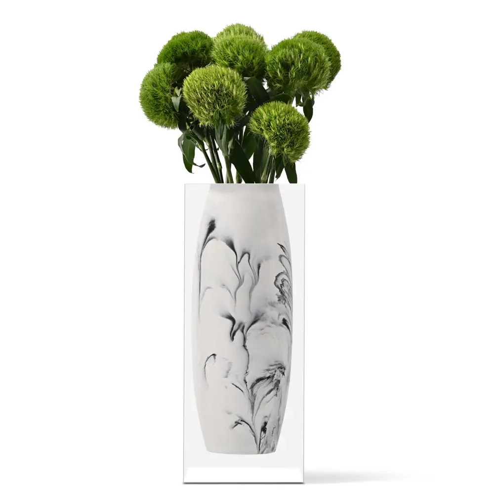 White Marble Hand Poured Authentic Pure Acrylic Oliver Vase