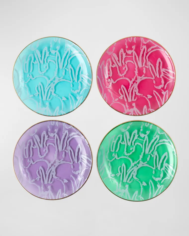 Lucky Charm Golden-Rimmed Glass Plates, Set of 4