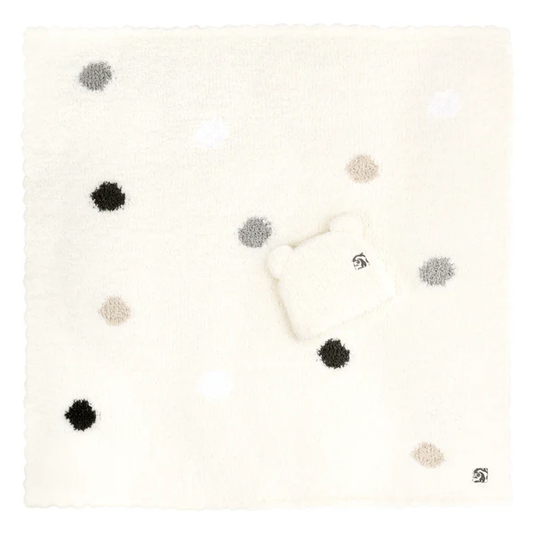 Ivory Polka Dot Baby Blanket with Hat