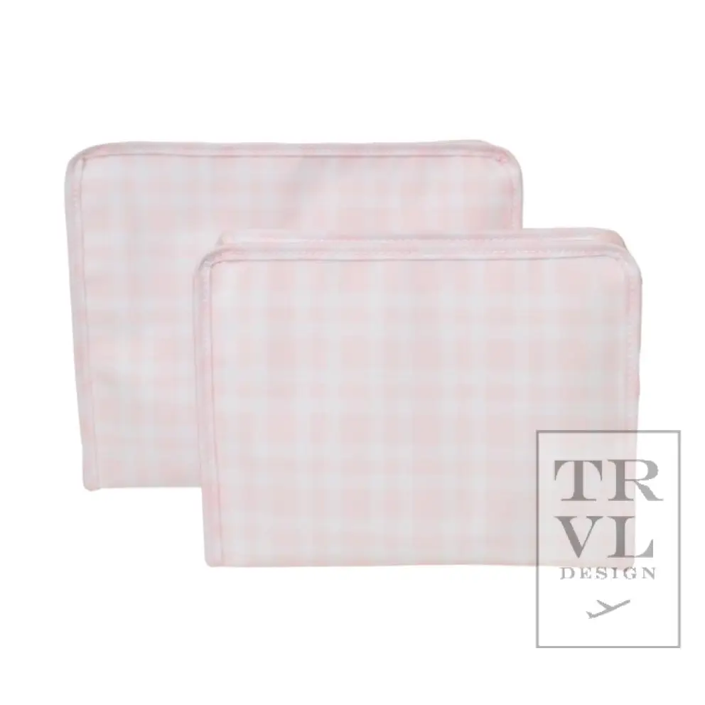 Roadie Large - Pimlico Plaid Pink Zip Pouch