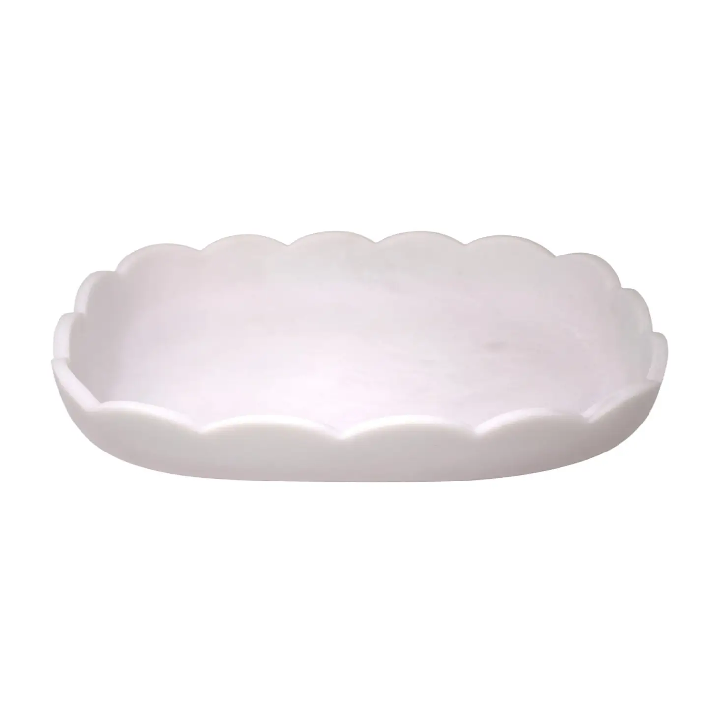 Scalloped Resin Oval Platter 16'' Cream