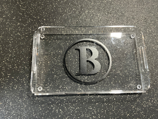 Acrylic Tray with Cut Out Handles 16 X 9.5 with Design