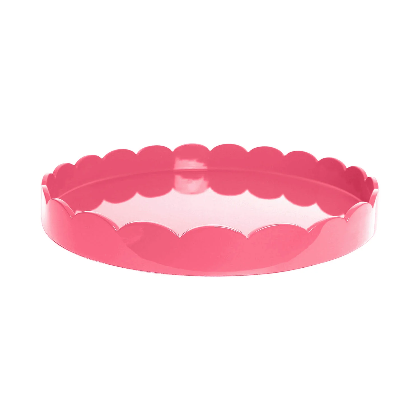 16X16 Round Medium Watermelon Lacquer Scalloped Tray