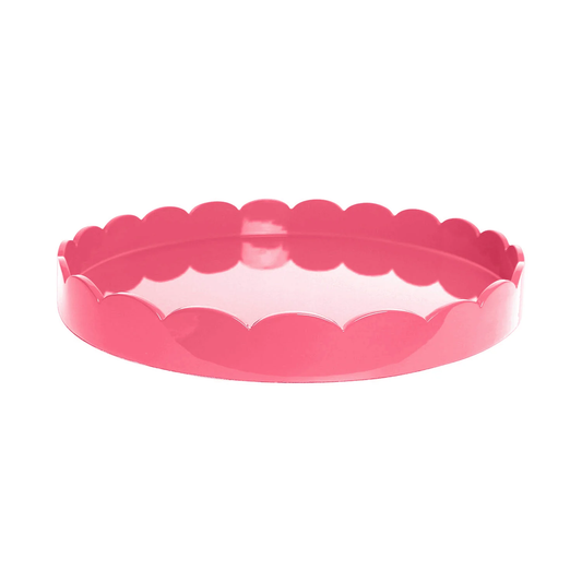 16X16 Round Medium Watermelon Lacquer Scalloped Tray