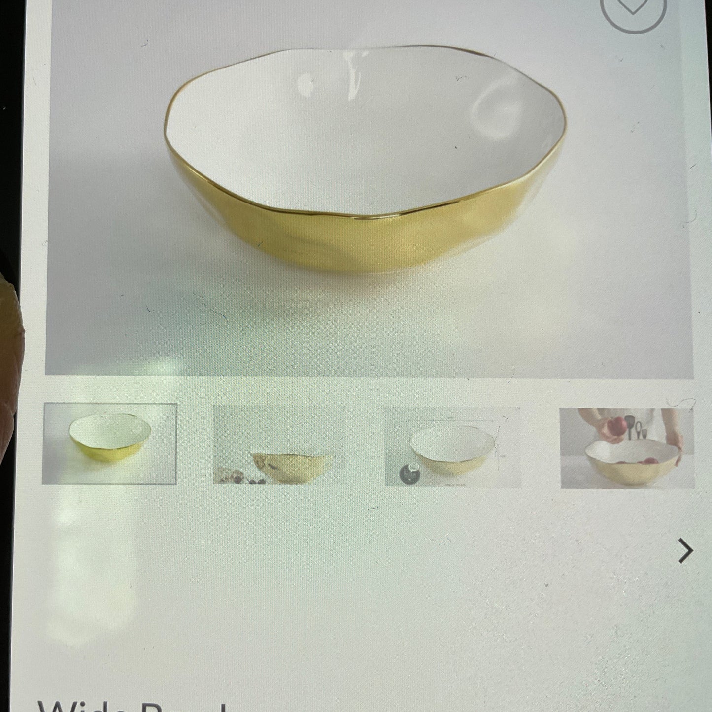 Wide Bowl White/Gold