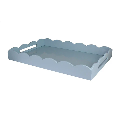 11X8 Small Denim Lacquer Scalloped Tray