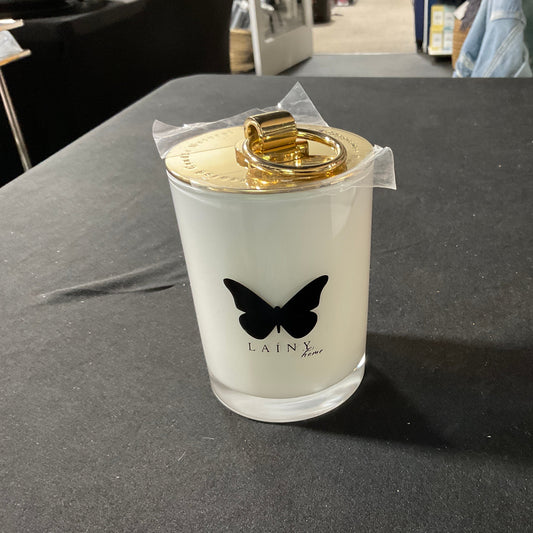 Vanilla Amber White Candle w Butterfly