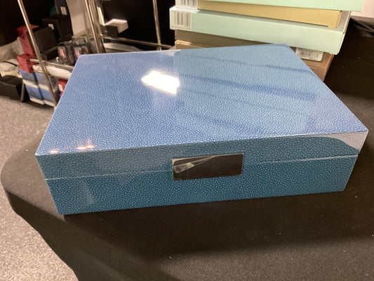 8x11 Box Blue Shagreen Silver