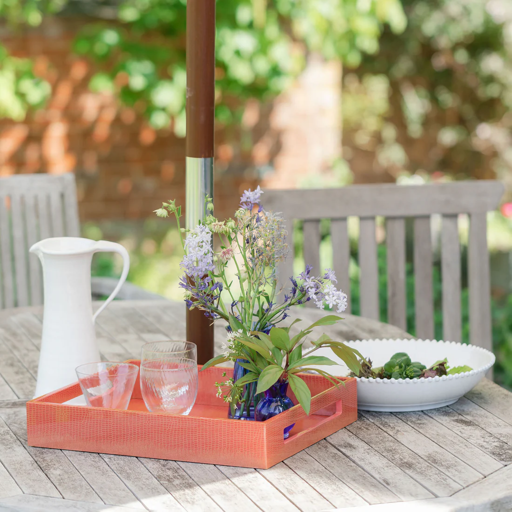 Orange Croc Medium Lacquer Tray 16x14