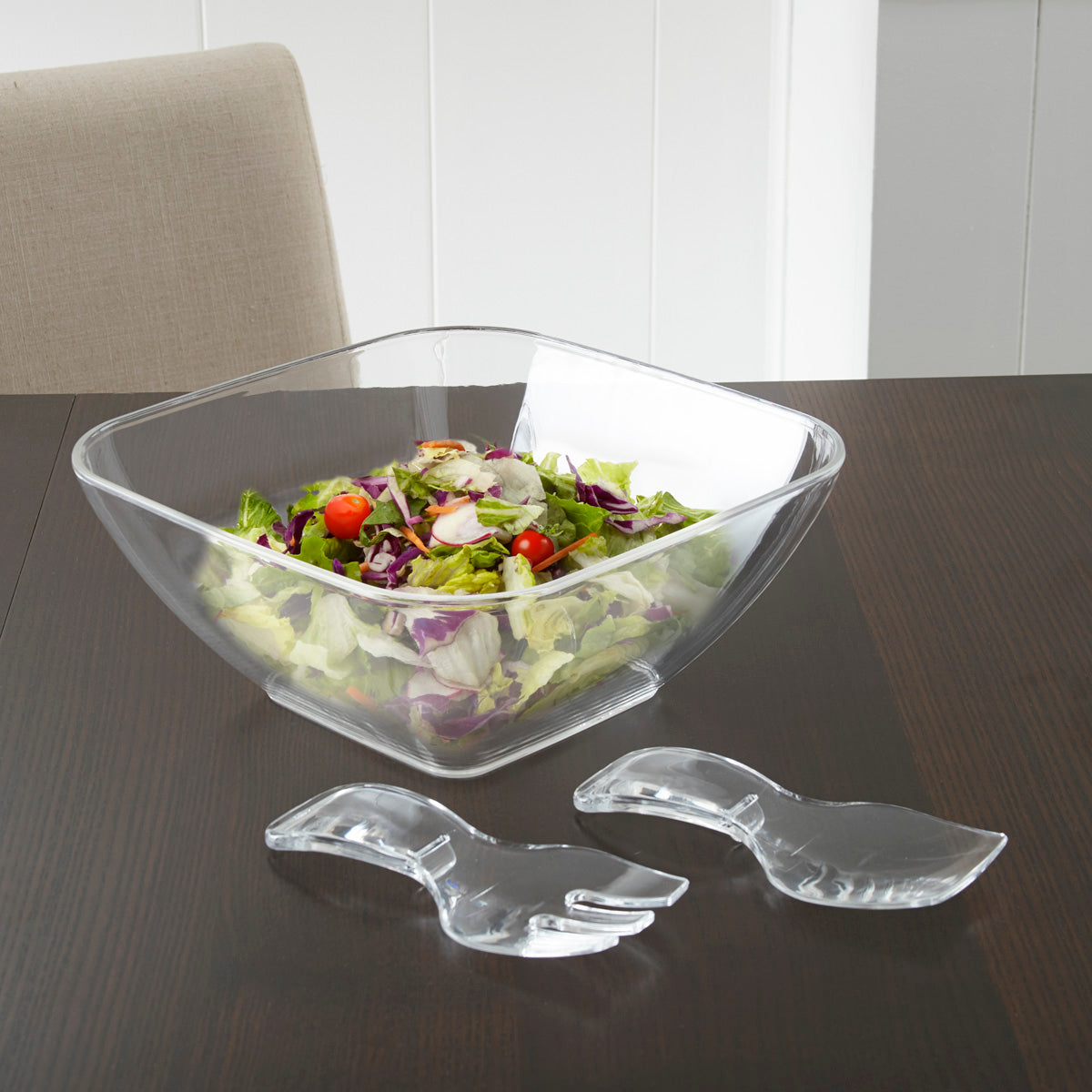 Square Salad Bowl with Servers
