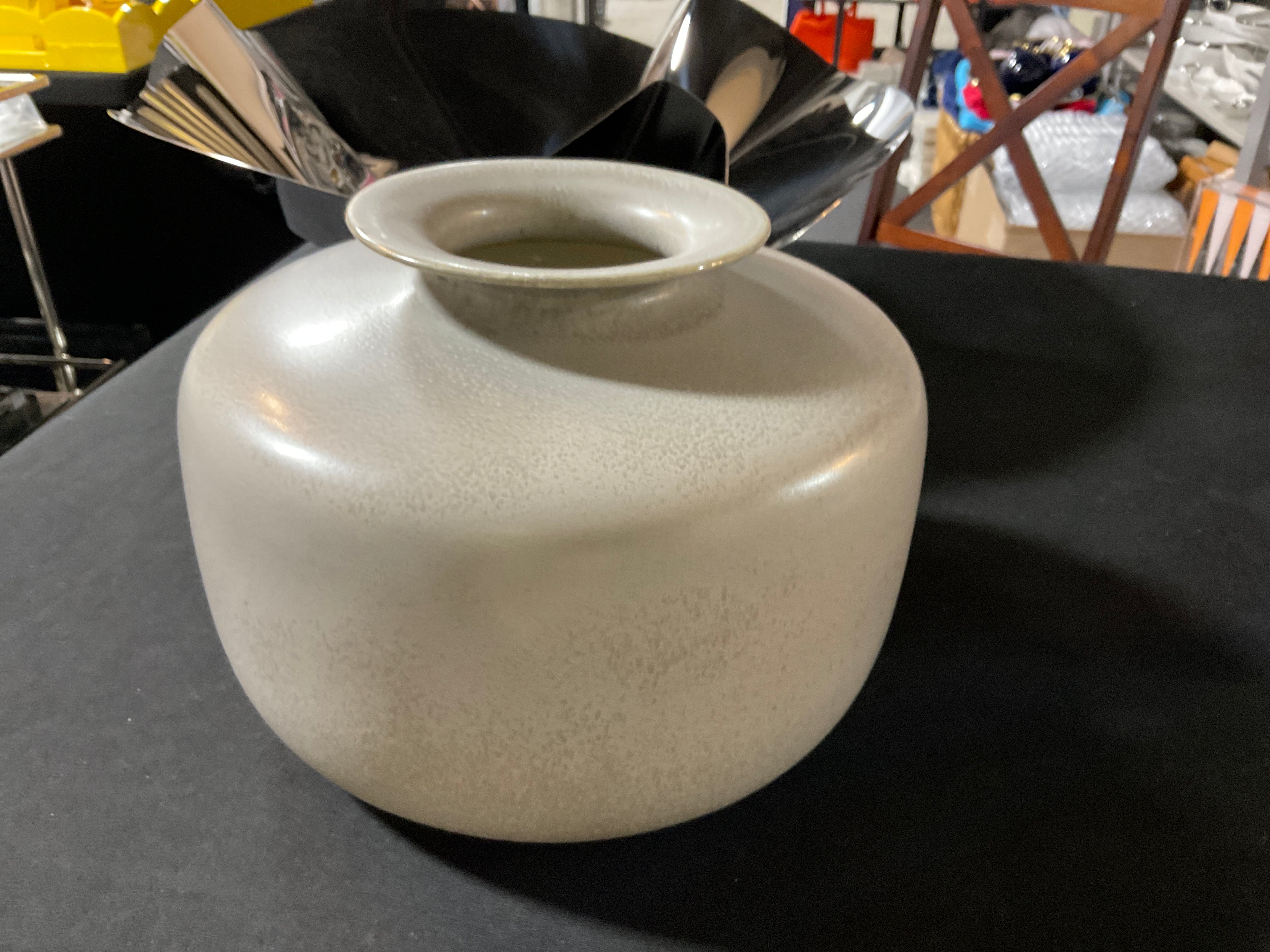Grey Stoneware Squat Vase
