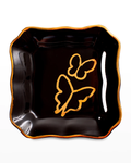 Black Butterfly Duo Portrait Plate w/ Golden Rim