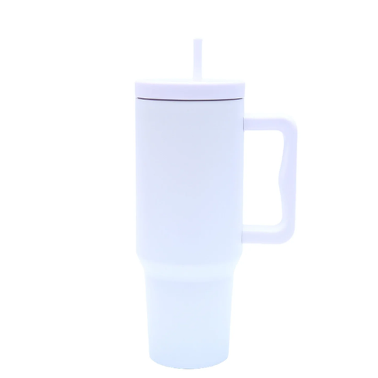 40 oz. Stainless Steel Modern Tumbler with Handle & Straw