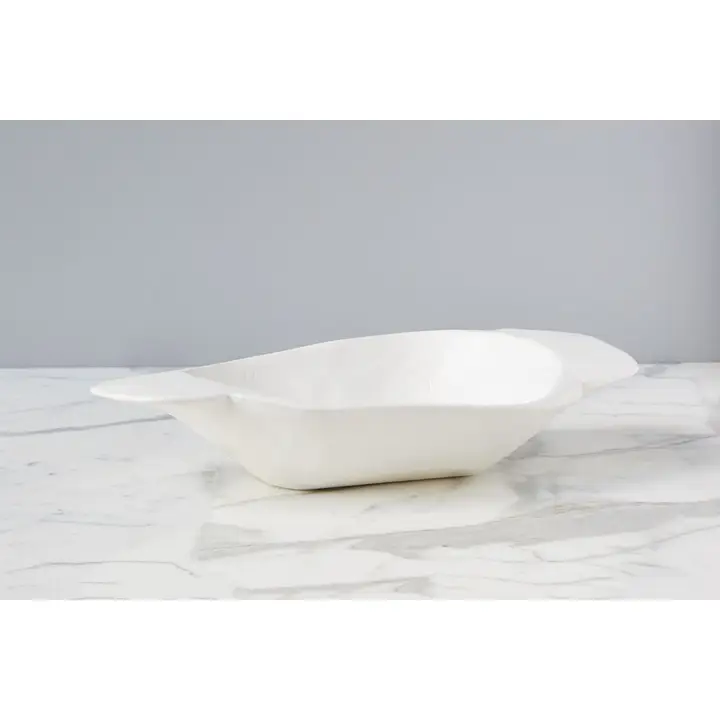 Distressed White Dough Bowl-Large