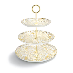 Talianna Lily Pad 3 Tiered Stand, White & Gold