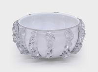 Glass Bowl White w/Clear Molten Design