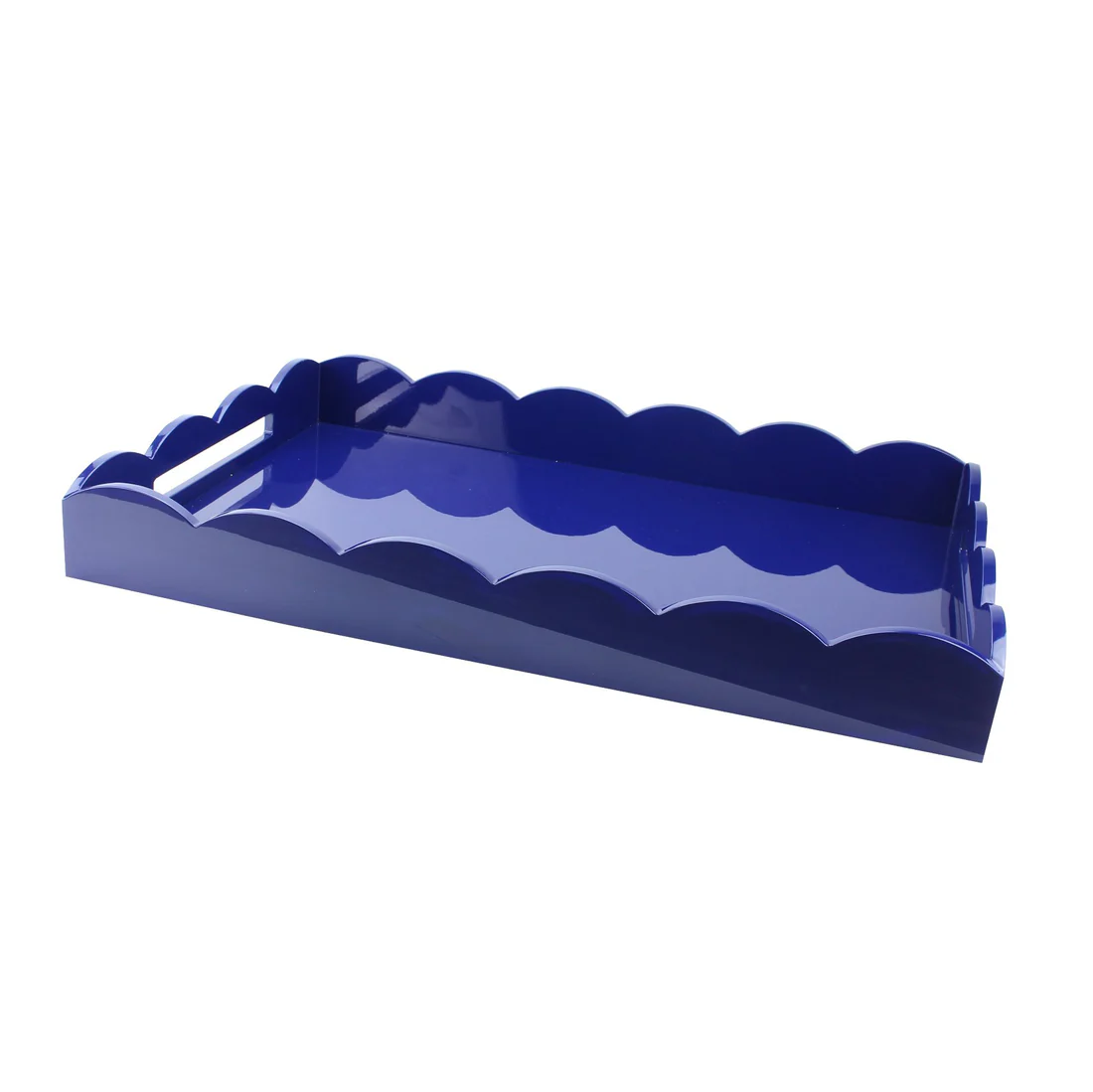 26X17 XL Navy Lacquer Scalloped Tray