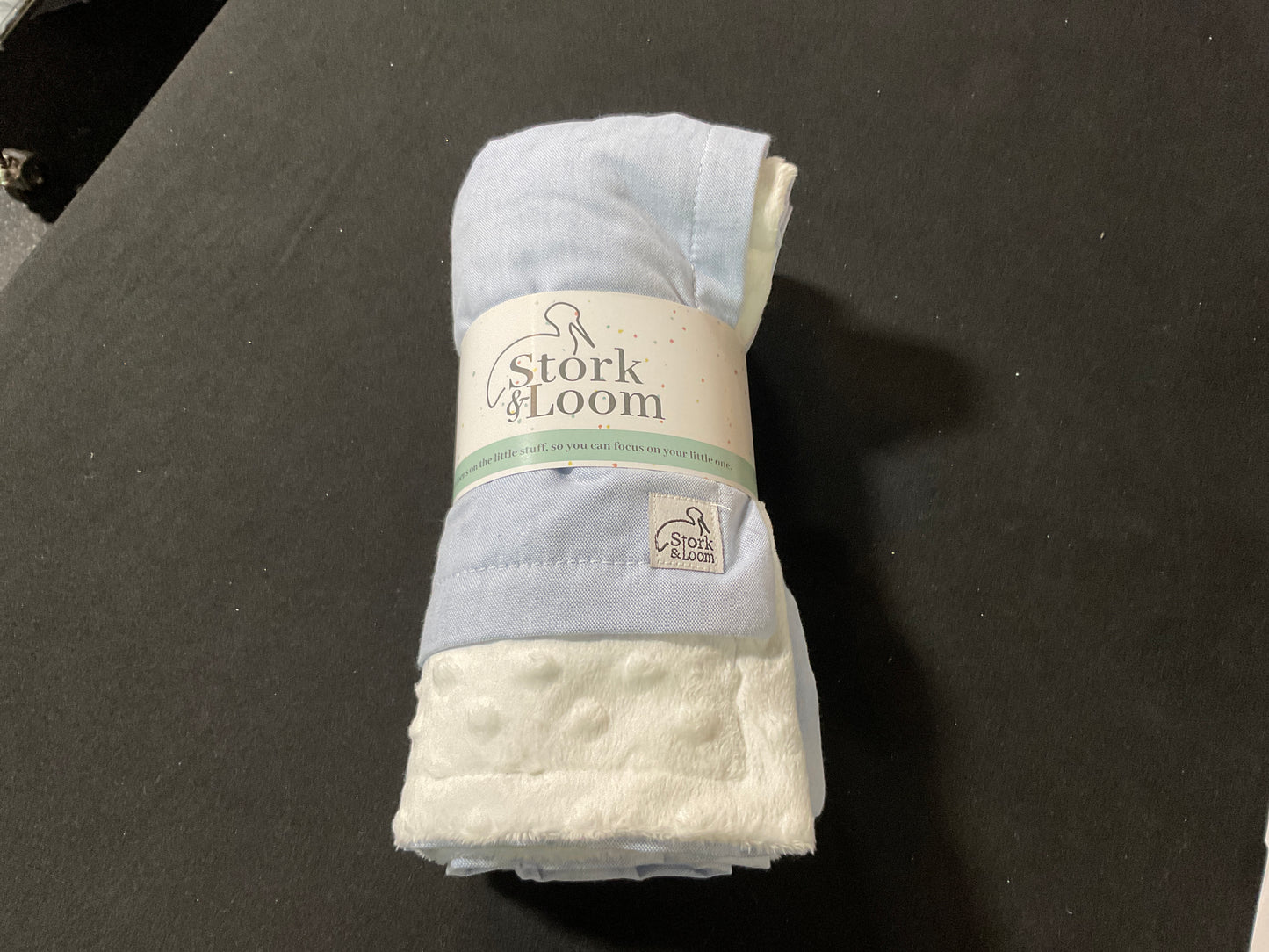 Blue Oxford Minky Dot Blanket 30x40