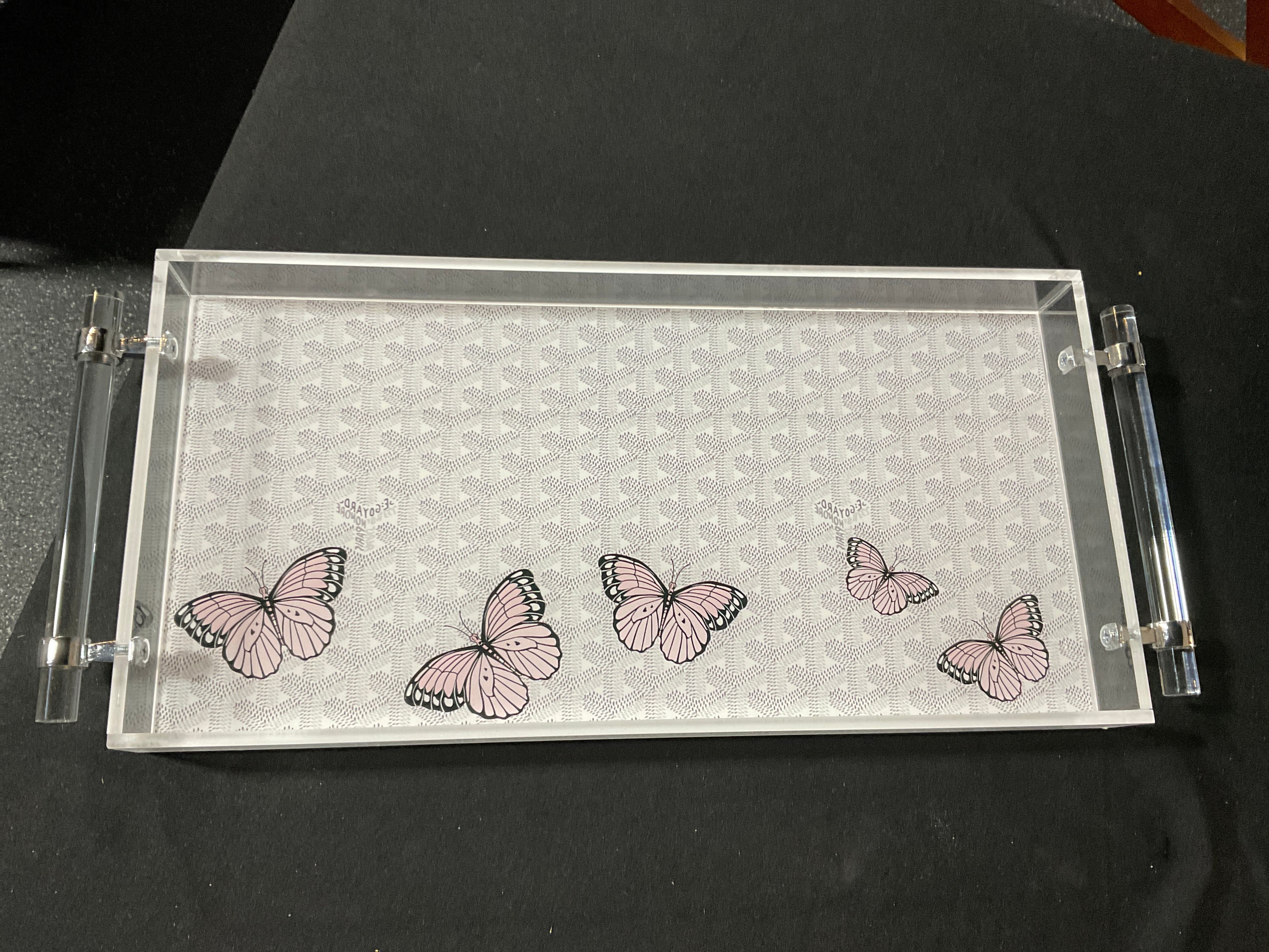 8 X 16 Tray With Design and Acrylic Handles